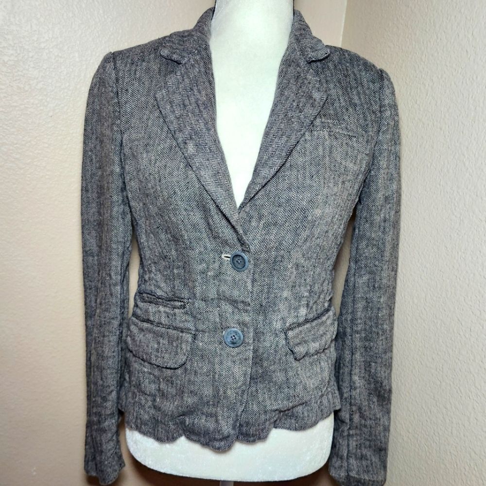Eddie Bauer Linen Taupe fitted blazer jacket Size 4